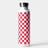 Jockey Silks Checkerboard Red and White Trinkflasche (Links)
