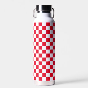Jockey Silks Checkerboard Red and White Trinkflasche