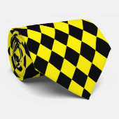 Jockey Silks Diamond Black und Yellow Neck Tie Krawatte (Gerollt)