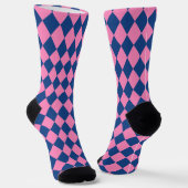 Jockey Silks Diamond French Blue und Pink Socken (Gewinkelt)
