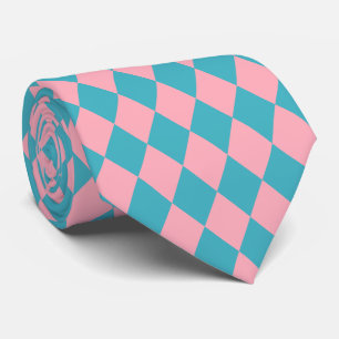 Jockey Silks Diamond Pink und Blue Green Neck Tie Krawatte
