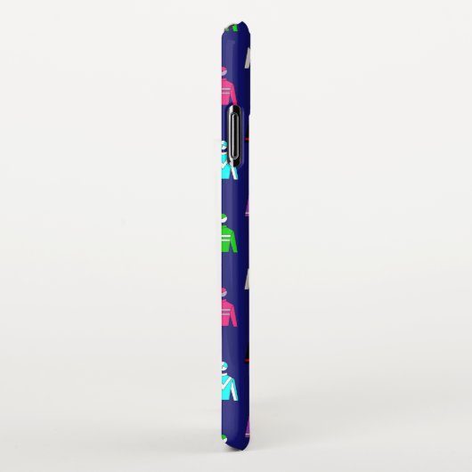 Jockey Silks Horse Rider Pattern auf Blue iPhone Hülle (Rechte Seite)