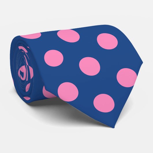 Jockey Silks Pink Dots auf Französisch Blue Derby Krawatte (Gerollt)