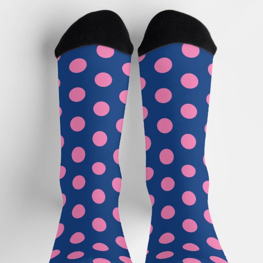 Jockey Silks Pink Polka Dots auf Französisch Blue Socken (Oben)