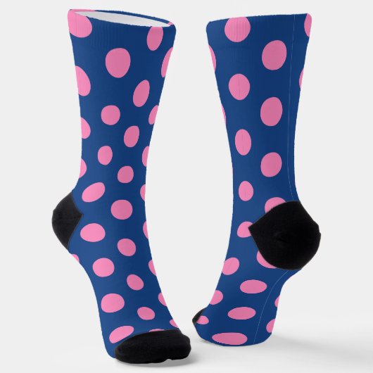 Jockey Silks Pink Polka Dots auf Französisch Blue Socken (Gewinkelt)