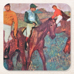 Jockey und Horse, Edgar Degas Rechteckiger Pappuntersetzer