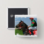 Jockey-und Pferdequadratisches Button (Vorne & Hinten)
