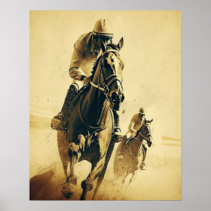 Jockey Vintag Style Horing Racing Art Poster