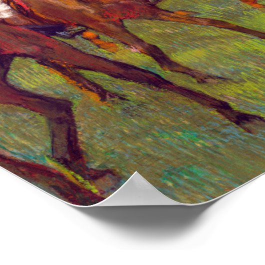 Jockeys and Race Horses, Edgar Degas Poster (Ecke)