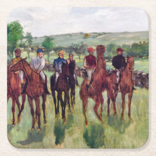 Jockeys and Race Horses, Edgar Degas Rechteckiger Pappuntersetzer