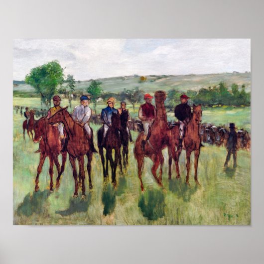 Jockeys und Rennpferde, Edgar Degas Poster (Vorne)