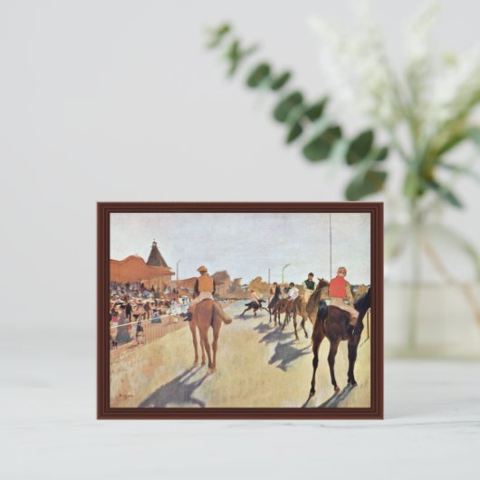 Jockeys vor der Tribüne von Edgar Degas Postkarte (Stehend Vorderseite)