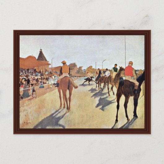 Jockeys vor der Tribüne von Edgar Degas Postkarte (Vorderseite)