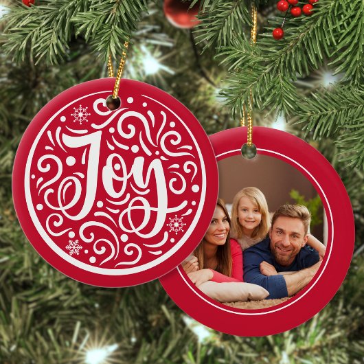 JoCustom Family Foto Weihnachtsfeiertag Rot Keramik Ornament