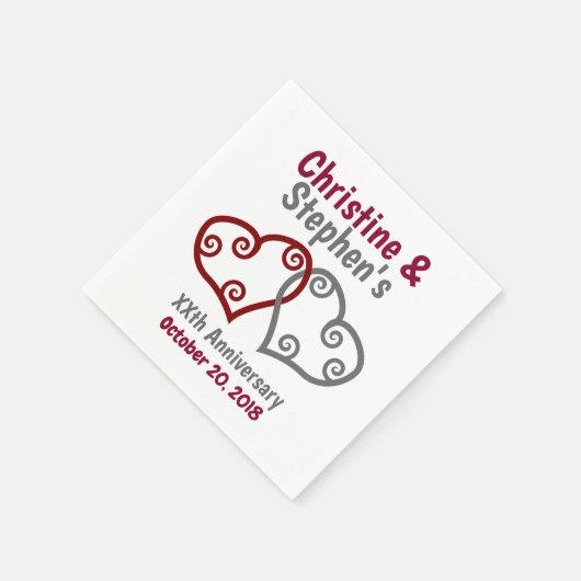 Joded Hearts Milestone Jahrestag Serviette (Ecke)