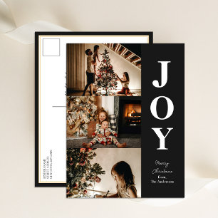 Jodern Modern Black Christmas 3 Foto Collage Feiertagspostkarte