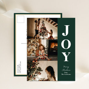 Jodern Modern Green Christmas 3 Foto Collage Feiertagspostkarte