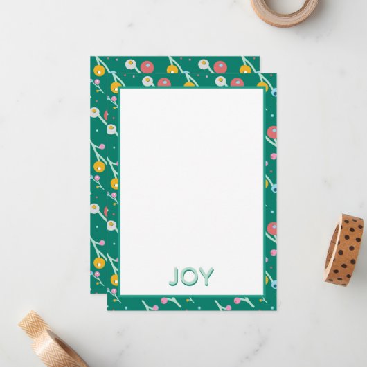 Jodern Moderner Urlaub Berries Grünen Weihnachten Mitteilungskarte (Vorderseite/Rückseite Beispiel)