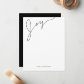 Jodern Modernes Script Schwarz und Weiß Weihnachte Mitteilungskarte (Vorderseite/Rückseite Beispiel)