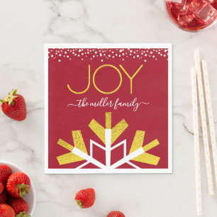 Jodgold Typografie Red Modern Holiday Snowflake Serviette