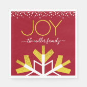 Jodgold Typografie Red Modern Holiday Snowflake Serviette (Vorderseite)
