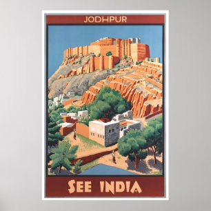 Jodhpur Art Indien Reiseplakat Rajasthan Druck Poster