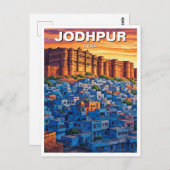 Jodhpur India Blue houses Sunset Postkarte (Vorne/Hinten)