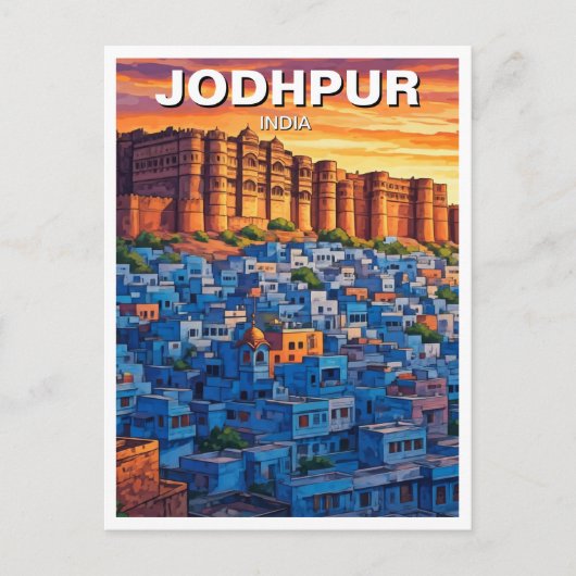 Jodhpur India Blue houses Sunset Postkarte (Vorderseite)