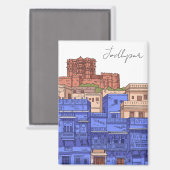 Jodhpur India Illustration Magnet (Vorderseite/Rückseite)