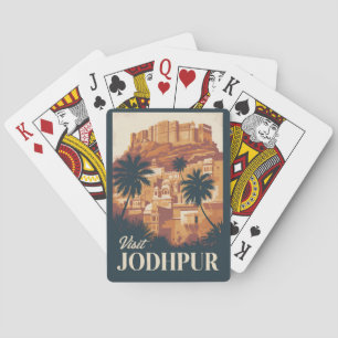 Jodhpur Indien Illustration Reise Kunst Vintage Spielkarten