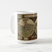 Jodocus Hondius 1595 Karte der Welt Kaffeetasse (Vorderseite Links)