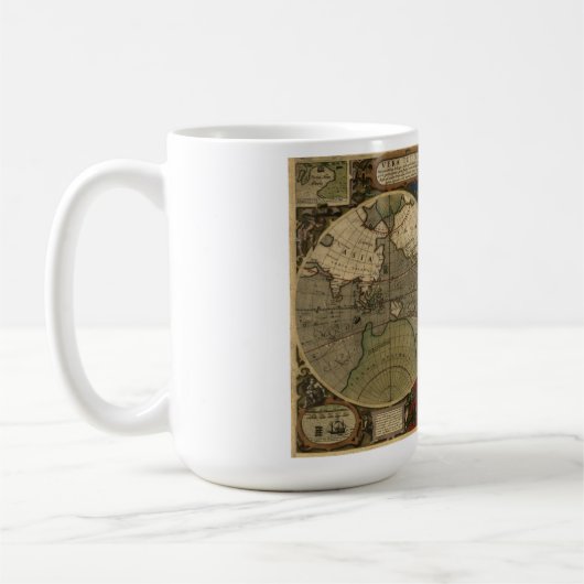 Jodocus Hondius 1595 Karte der Welt Kaffeetasse (Links)