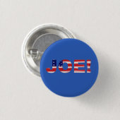 JOE! auf Blau mit Flagge Button (Vorne & Hinten)
