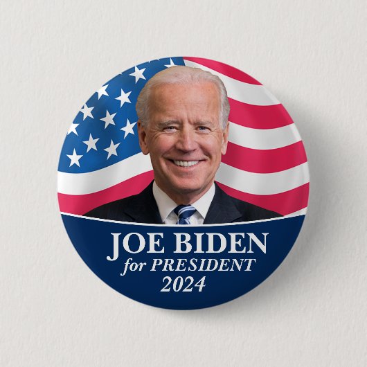 Joe Biden 2024 für Präsident Foto Button (Vorderseite)