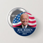 Joe Biden 2024 für Präsident Foto Button (Vorne & Hinten)