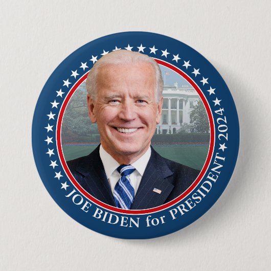 Joe Biden 2024 für Präsident Foto White House Button (Vorderseite)