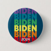Joe Biden 2024 - Regenbogenfarben im Retro-Farbver Button (Vorderseite)