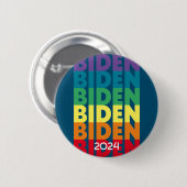 Joe Biden 2024 - Regenbogenfarben im Retro-Farbver Button (Vorne & Hinten)