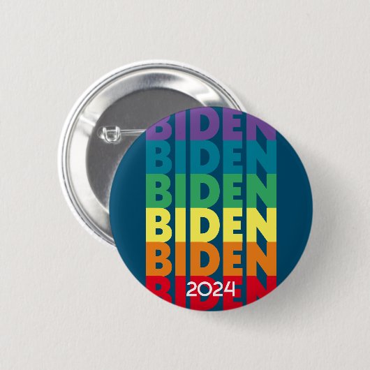 Joe Biden 2024 - Regenbogenfarben im Retro-Farbver Button (Vorne & Hinten)