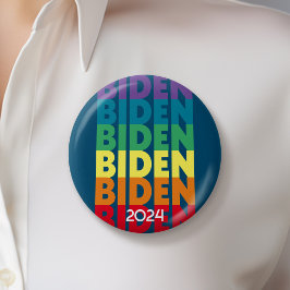 Joe Biden 2024 - Regenbogenfarben im Retro-Farbver Button