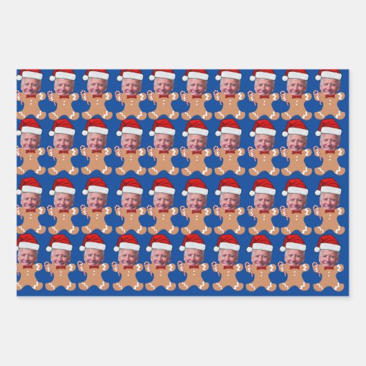 Joe Biden Custom Face Foto Gingerbread Xmas Geschenkpapier Set (Vorderseite 3)