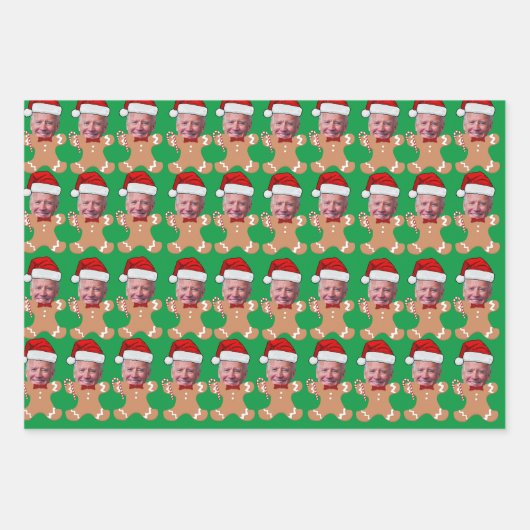 Joe Biden Custom Face Foto Gingerbread Xmas Geschenkpapier Set (Vorderseite)