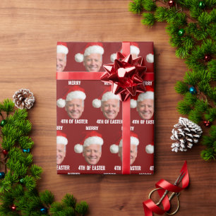 Joe Biden Face Santa Happy 4. Osterweihnachtsfest Geschenkpapier