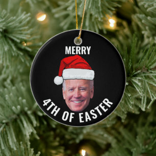 Joe Biden Face Santa Happy 4. Osterweihnachtsfest Keramik Ornament