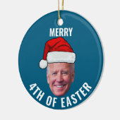 Joe Biden Face Weihnachtsmannmütze Happy 4. Osterf Keramik Ornament (Links)