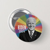 Joe Biden - Foto mit Regenbogenstrahl Button (Vorne & Hinten)