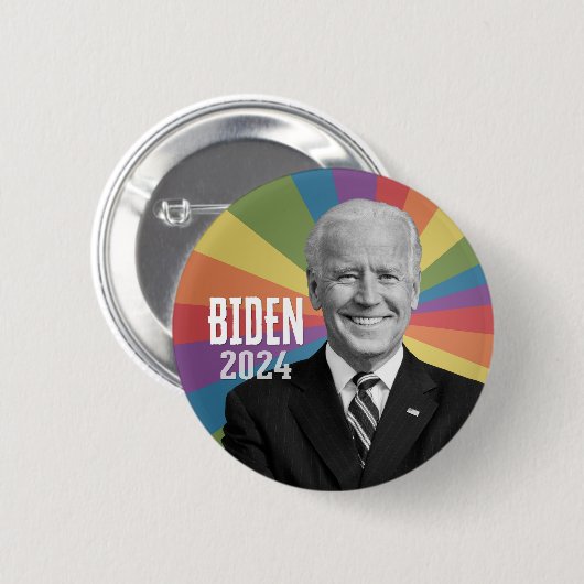 Joe Biden - Foto mit Regenbogenstrahl Button (Vorne & Hinten)