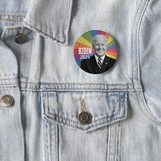 Joe Biden - Foto mit Regenbogenstrahl Button (Beispiel)