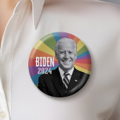 Joe Biden - Foto mit Regenbogenstrahl Button
