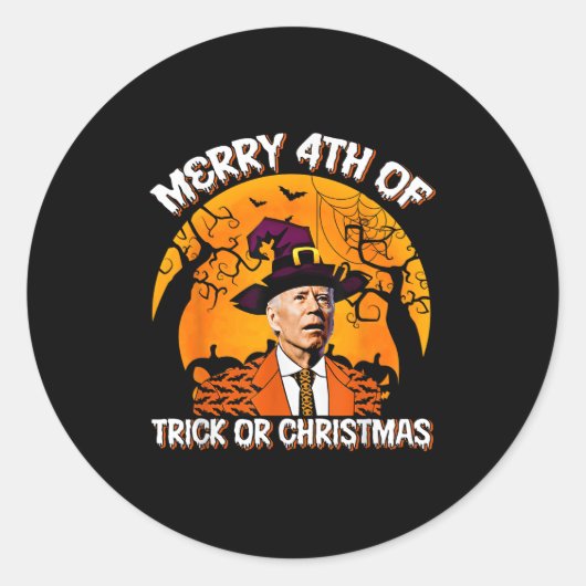 Joe Biden Frohe 4. Halloween-Streich oder Süßigkei Runder Aufkleber (Vorderseite)